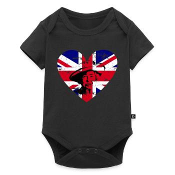 Queen Britain Herz - Baby Premium Kurzarmbody - Schwarz - Vorne