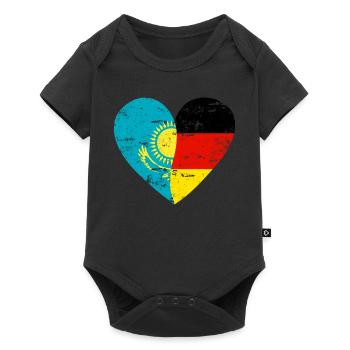 Kazakhstan Allemagne Drapeau Cœur - Body à manches courtes Premium Bébé - noir - Devant