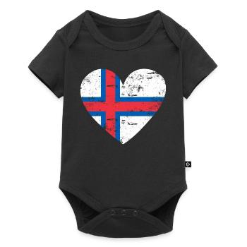 Faroe Islands Flag Heart - Baby Premium short-sleeve bodysuit - black - Front