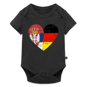 Serbie Allemagne Drapeau Cœur - Body à manches courtes Premium Bébé - noir - Devant