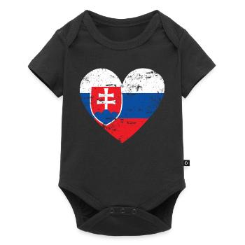 Slovakia Flag Heart - Baby Premium short-sleeve bodysuit - black - Front