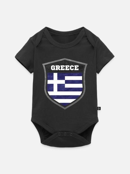 Griechenland Schild Logo Emblem - Baby Premium Kurzarmbody - Schwarz