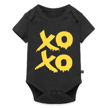 Xoxo Hugs and Kisses en jaune - Body à manches courtes Premium Bébé - noir - Devant