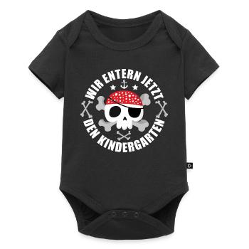 Kita Pirat Kindergartenkind - Baby Premium Kurzarmbody - Schwarz - Vorne