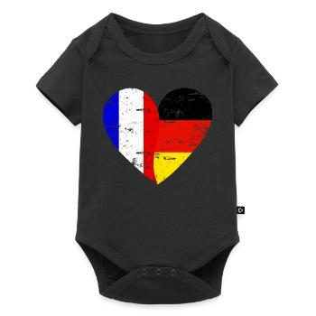 France Allemagne Drapeau Cœur - Body à manches courtes Premium Bébé - noir - Devant