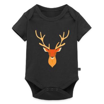 Deer head in autumn Deer antlers Buck Fawn - Baby Premium short-sleeve bodysuit - black - Front
