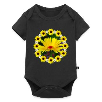 yellow marigold sunflower daisies flower - Baby Premium short-sleeve bodysuit - black - Front