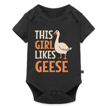 Une fille aime les oies, un dicton ironique - Body à manches courtes Premium Bébé - noir - Devant