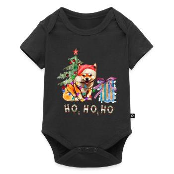 Weihnachtshund Shiba Inu - Baby Premium Kurzarmbody - Schwarz - Vorne