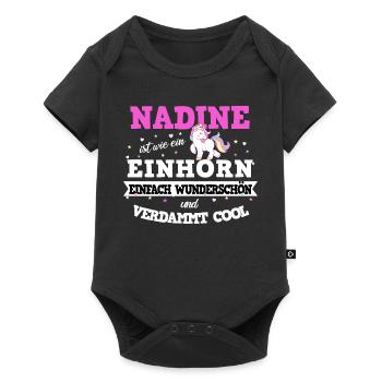 Nadine Mädchen Frauen Geschenk - Baby Premium Kurzarmbody - Schwarz - Vorne