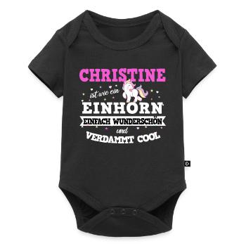 Christine Frauen Vorname Christine Geschenk - Baby Premium Kurzarmbody - Schwarz - Vorne