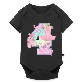 Ballerina 4. Geburtstagsparty Nummer 4 - 4 Jahre - Baby Premium Kurzarmbody - Schwarz - Vorne