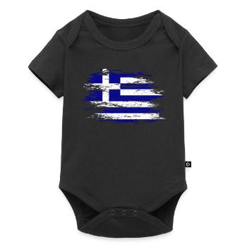 Greece flag used - Baby Premium short-sleeve bodysuit - black - Front