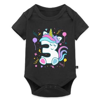 3rd birthday unicorn number children's birthday - Baby Premium short-sleeve bodysuit - black - Front