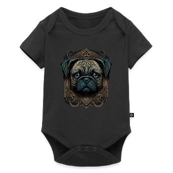 Petit carlin avec ornements - Body à manches courtes Premium Bébé - noir - Devant