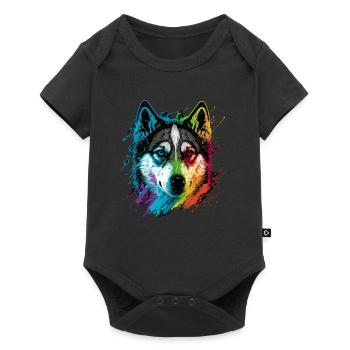 Husky arc-en-ciel - Body à manches courtes Premium Bébé - noir - Devant