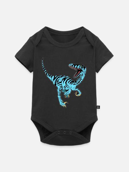 Blauer Velociraptor - Baby Premium Kurzarmbody - Schwarz
