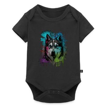 Chien husky - Body à manches courtes Premium Bébé - noir - Devant