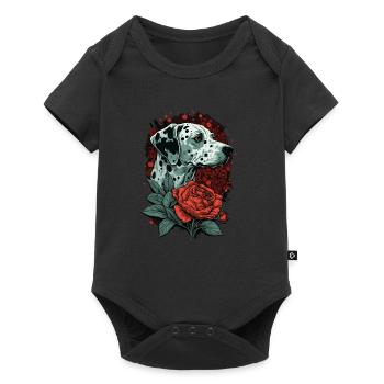 Dalmatian with red rose - Baby Premium short-sleeve bodysuit - black - Front