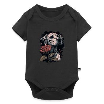 Dalmatian with red rose - Baby Premium short-sleeve bodysuit - black - Front