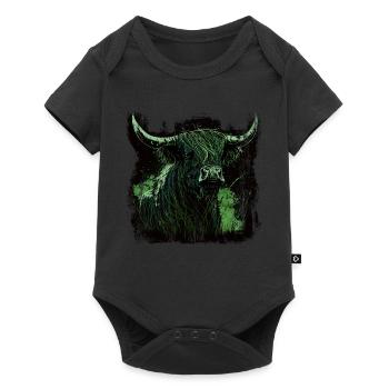 Schottisches Hochlandrind - Baby Premium Kurzarmbody - Schwarz - Vorne