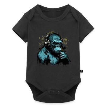 Gorilla Disc Jockey - Baby Premium short-sleeve bodysuit - black - Front