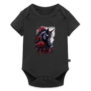 Rose and Unicorn - Baby Premium short-sleeve bodysuit - black - Front