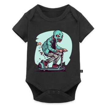 The monster on the scooter - Baby Premium short-sleeve bodysuit - black - Front