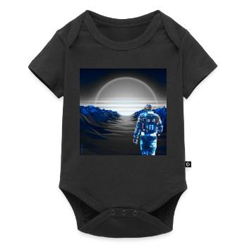 Astronaute Cyber Sunset gris bleu - Futuriste - Body à manches courtes Premium Bébé - noir - Devant