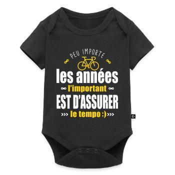 Velos Cadeau Anniversaire velo Humour cycliste - Body à manches courtes Premium Bébé - noir - Devant