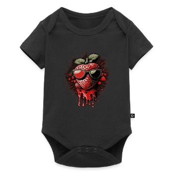 Funny strawberry with sunglasses - Baby Premium short-sleeve bodysuit - black - Front