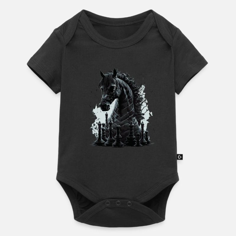 Springer Schach Pferd - Baby Premium Kurzarmbody - Schwarz