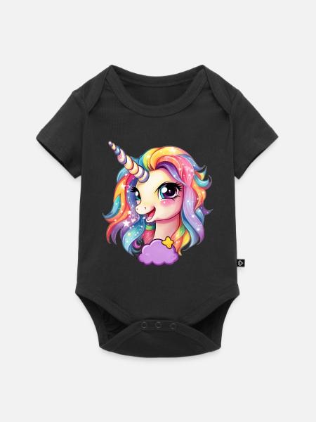 Liebliches Einhorn - Baby Premium Kurzarmbody - Schwarz