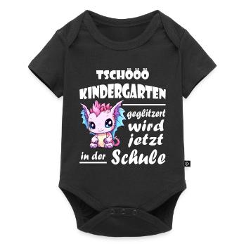 Einschulung Schulkind Drache - Baby Premium Kurzarmbody - Schwarz - Vorne