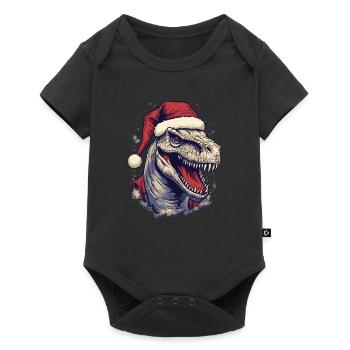 T-Rex avec chapeau de Père Noël - Body à manches courtes Premium Bébé - noir - Devant