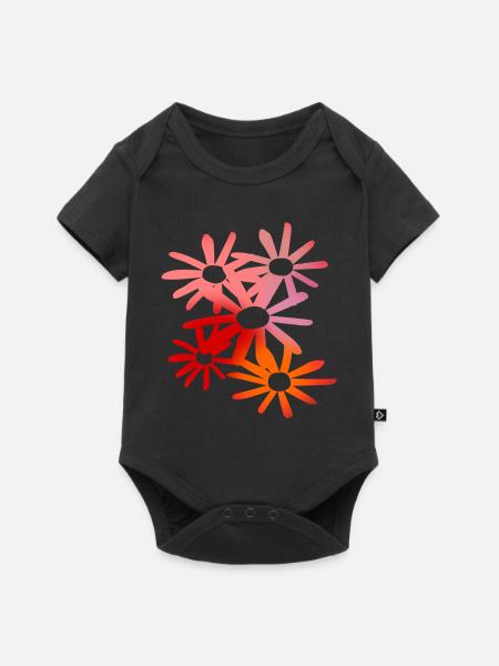 Bunte Blumen - Baby Premium Kurzarmbody - Schwarz