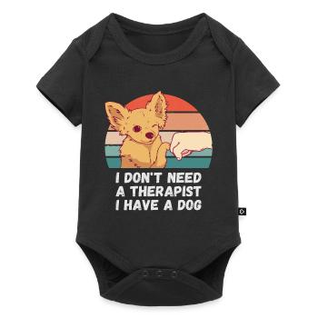 Ich brauche keinen Therapeuten ich habe einen Hund - Baby Premium Kurzarmbody - Schwarz - Vorne