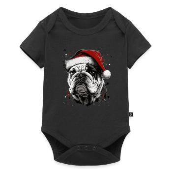 Inglese xmas Bulldog - Body Premium a maniche corte per neonati  - nero - Fronte