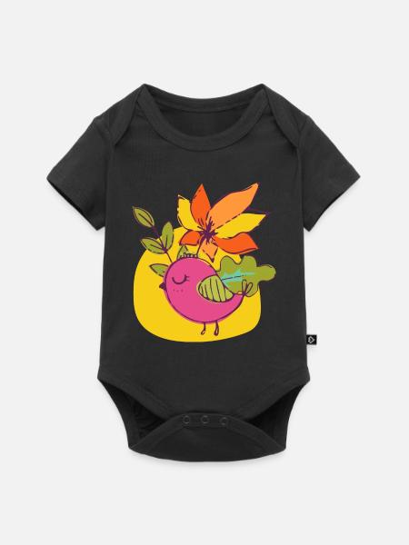Vogel - Baby Premium Kurzarmbody - Schwarz