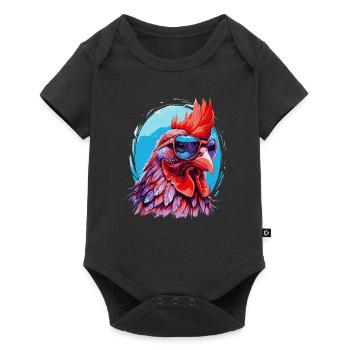 Drôle de poulet avec des lunettes de soleil - Body à manches courtes Premium Bébé - noir - Devant