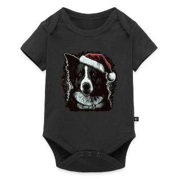 Collie Border Collie de Noël - Body à manches courtes Premium Bébé - noir - Devant