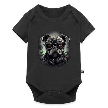 Chien carlin avec des lunettes de nerd - Body à manches courtes Premium Bébé - noir - Devant