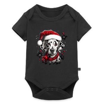 Dalmatian with Santa Claus hat - Baby Premium short-sleeve bodysuit - black - Front