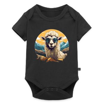 Un mouton avec des lunettes de soleil dans les montagnes - Body à manches courtes Premium Bébé - noir - Devant