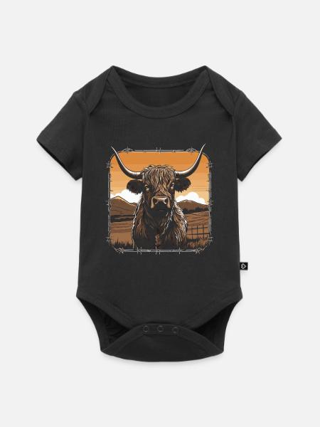 Schottisches Hochlandrind - Baby Premium Kurzarmbody - Schwarz
