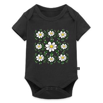 Daisies, daisies, flower tendrils, floral, floral - Baby Premium short-sleeve bodysuit - black - Front