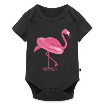 FLAMINGO und SWIMMING CIRCLE T Shirt - Baby Premium Kurzarmbody - Schwarz - Vorne