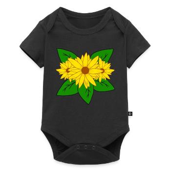 Flower floral sunflower yellow sunflower pattern - Baby Premium short-sleeve bodysuit - black - Front