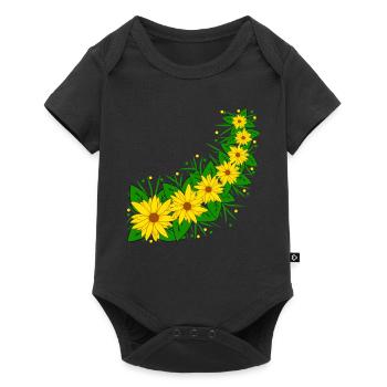 Sunflower Flower Vine Yellow Sunflower Pattern - Baby Premium short-sleeve bodysuit - black - Front