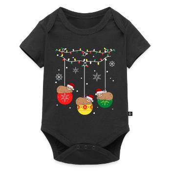 Paresseux de Noël - Body à manches courtes Premium Bébé - noir - Devant